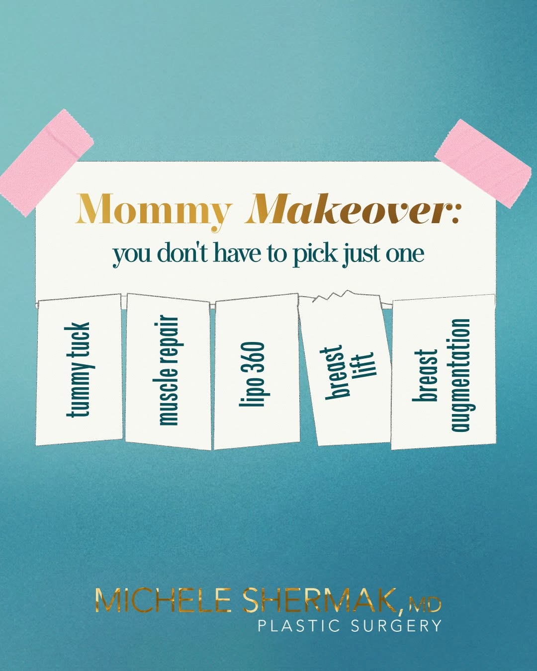 Instagram post by Dr. Michele A. Shermak: A mommy makeover doesn't mean choosing just one fix. It's a customized combination of procedures like a tummy tuck, muscle repair, lipo 360,…