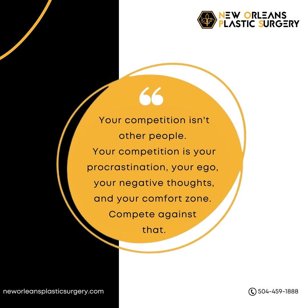Instagram post by Dr. Michelle Eagan: Your competition isn’t other people. Your competition is your procrastination, your ego, your negative thoughts, and your comfort zone. Comp…