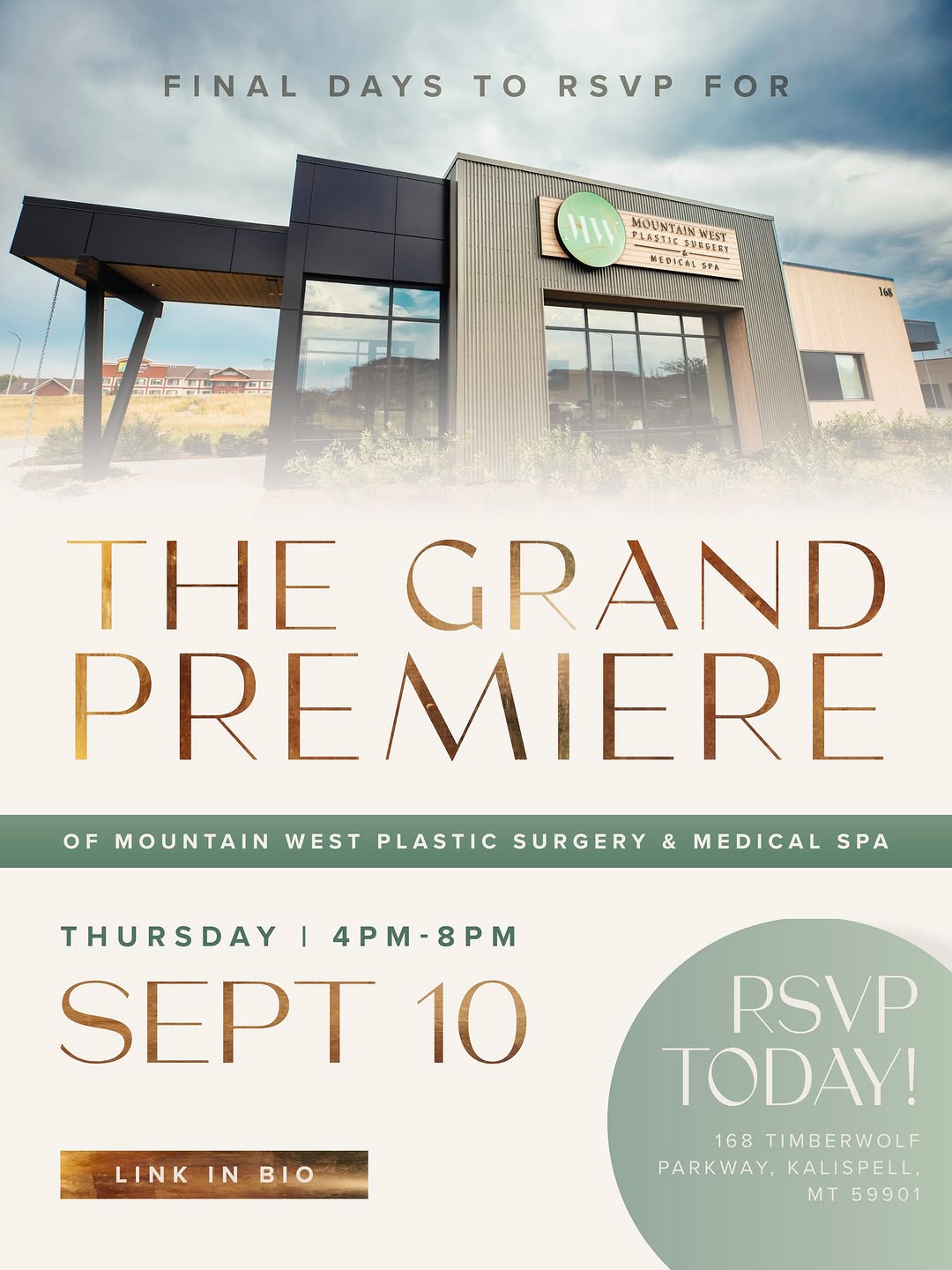 Instagram post by Dr. Michelle Spring: ✨ THE GRAND PREMIERE IS HERE! ✨ Join us Thursday, September 10 from 4-8 PM at Mountain West Plastic Surgery & Medical Spa for an unforgettab…