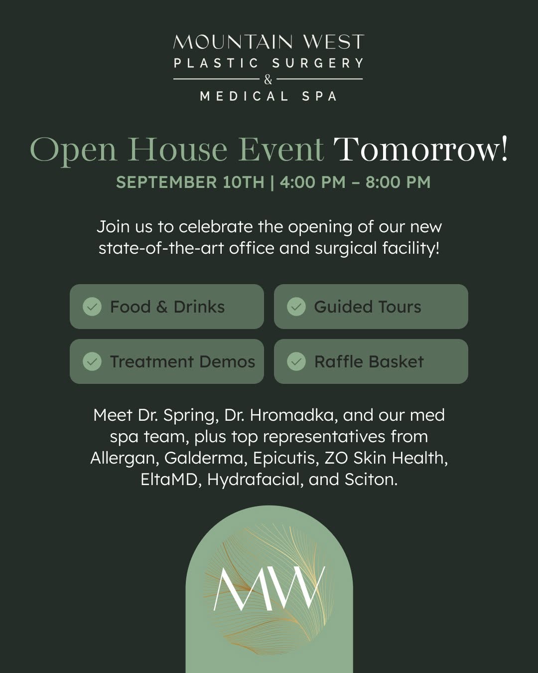 Instagram post by Dr. Michelle Spring: Our new space is ready to meet you. Join us September 10th from 4 to 8 PM as we celebrate the opening of our new state of the art office and…