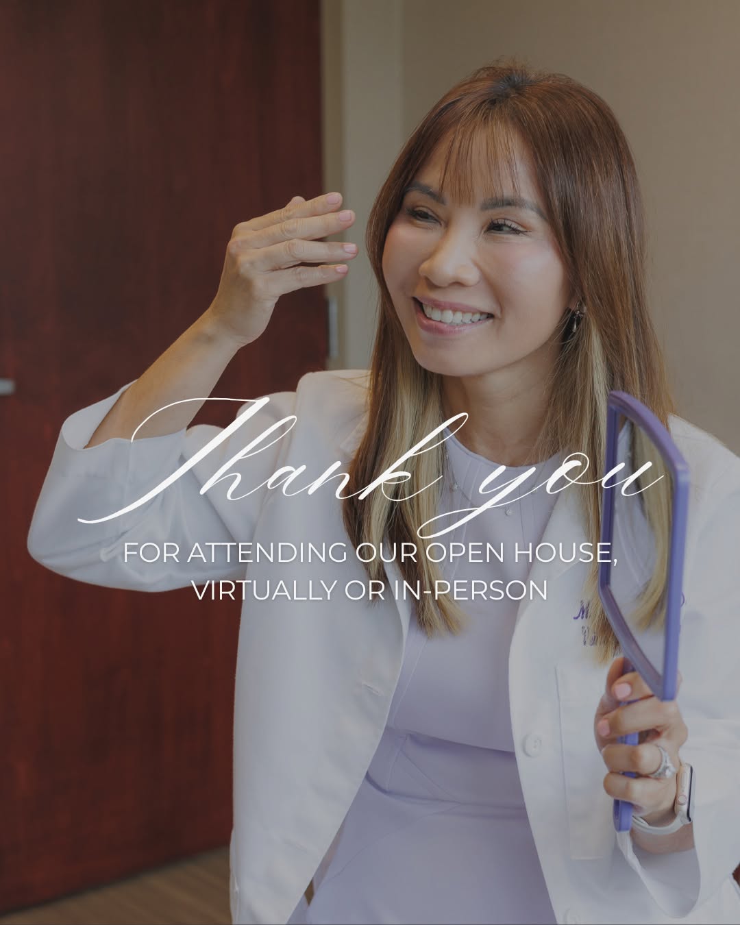 Instagram post by Dr. Mimi Lee: What an incredible day! 💜 Thank you to everyone who joined us in person and virtually for our 11th Annual Open House in collaboration with …
