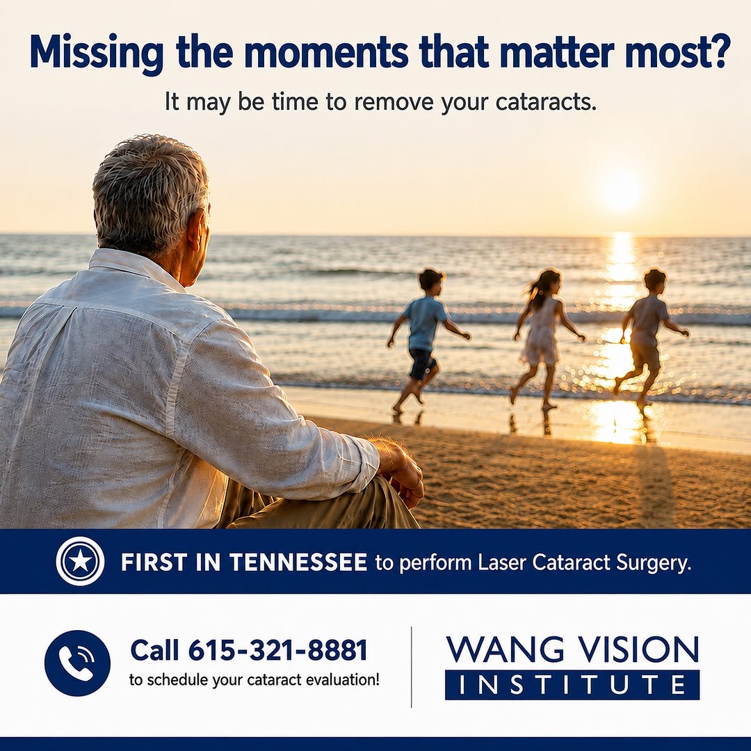Instagram post by Dr. Ming Wang: Cataracts can gradually make vision appear cloudy, blurry, or less vibrant—making it harder to clearly enjoy the people and moments right in…
