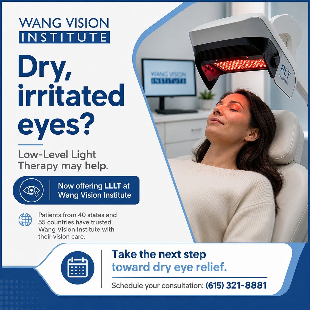 Instagram post by Dr. Ming Wang: Low-Level Light Therapy, or LLLT, may help relieve dry eye symptoms while also supporting healthier-looking skin—offering a gentle, non-inva…