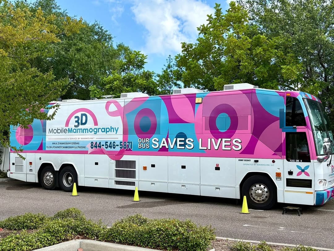 Instagram post by Dr. Mira Mahajan: Doing our part to help the ladies get screened! Mammography bus is here 3 times a year! Walk ins welcome! Next bus is in October schedule on…