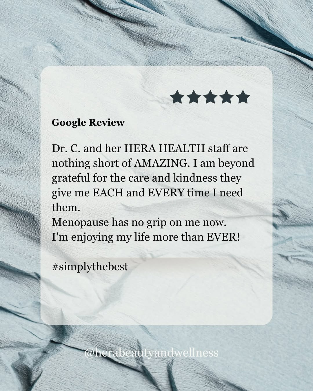 Instagram post by Dr. Mirela Cernaianu: Nothing makes us happier than hearing stories from our clients who are finally free of the hold that menopause had on their lives! 🤍🤍🤍🤍�…