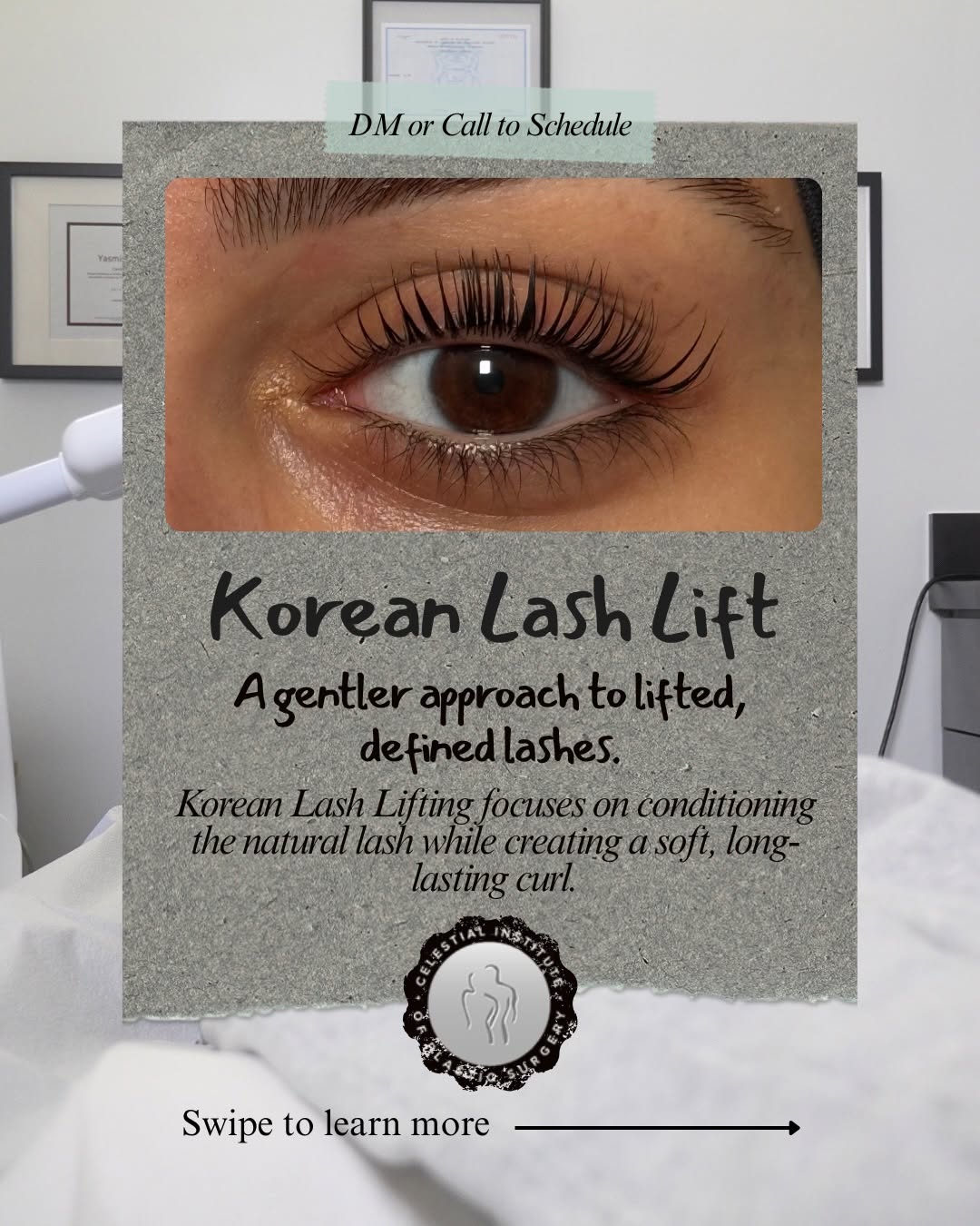 Instagram post by Dr. Mohamad H. Bazzi: Meet your new favorite lash treatment ✨ The Korean Lash Lift is a beautiful way to enhance your natural lashes with a soft, lifted, defined …
