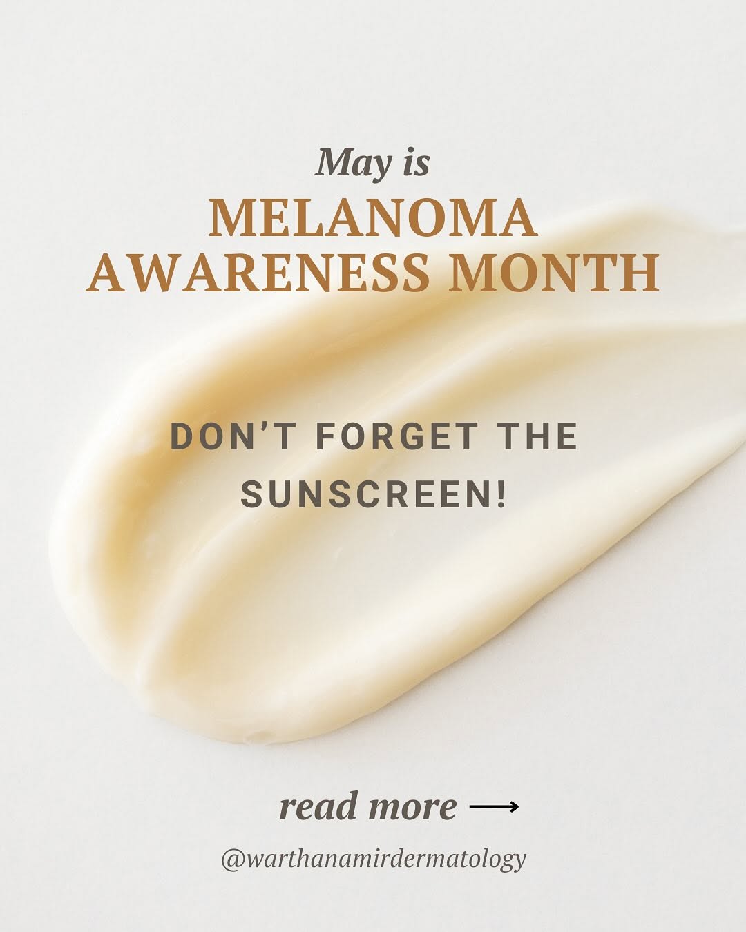 Instagram post by Dr. Molly M. Warthan: May is melanoma awareness month! 🏖️🔆 Early detection saves lives - check your skin and spread the word! #melanomawarenessmonth #melanoma #…
