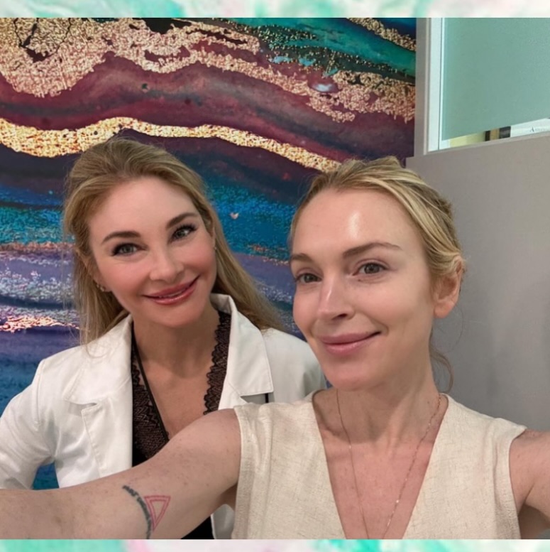Instagram post by Dr. Monika Kiripolsky: ✨ When your patient is literally the star of the show… and also the glow. ✨ Always an honor to treat the radiant @LindsayLohan — proof that …