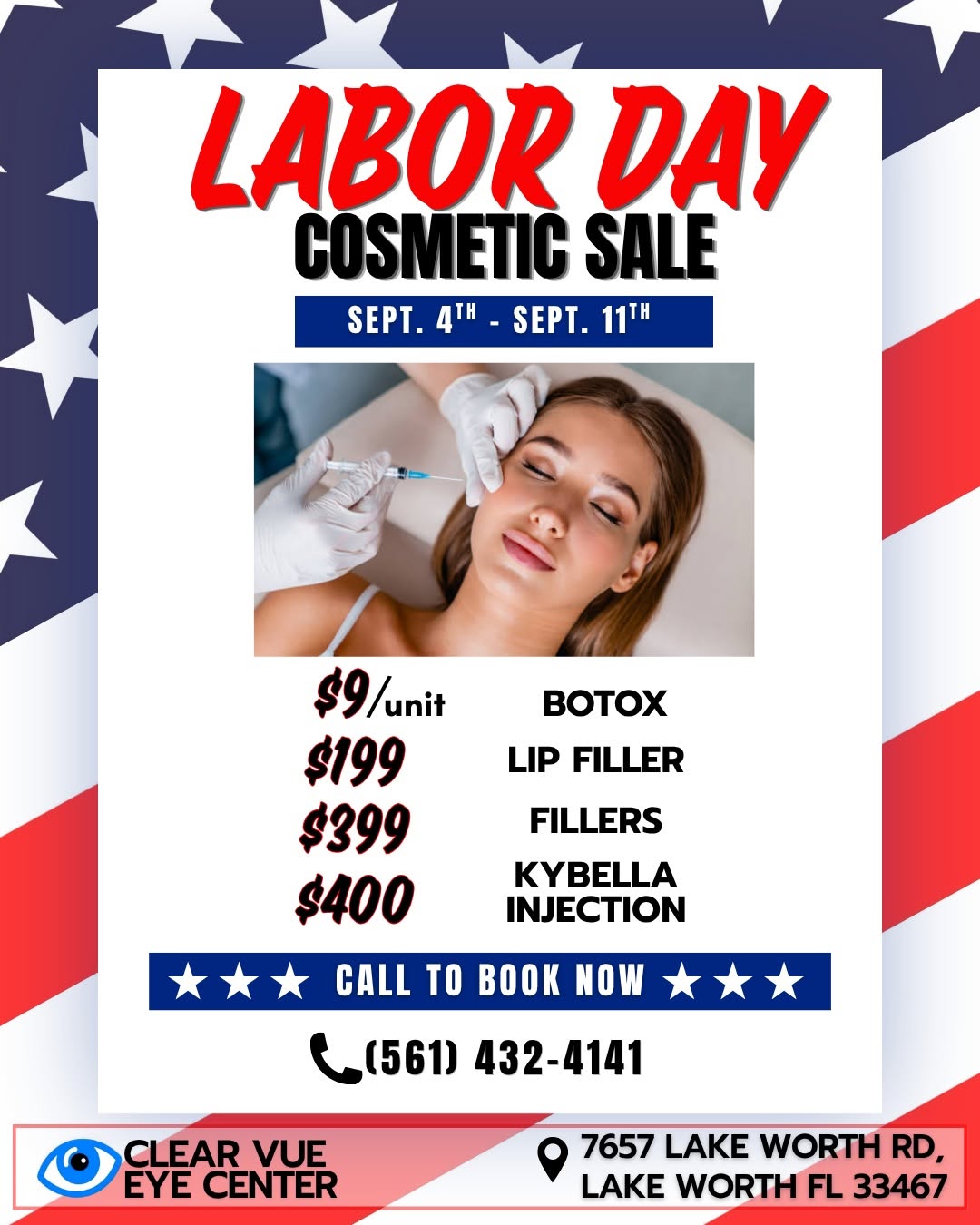 Instagram post by Dr. Monique Barbour: Celebrate Labor Day all week long with our cosmetic specials!🎉 Special pricing for our cosmetic procedures from September 4th through Septe…