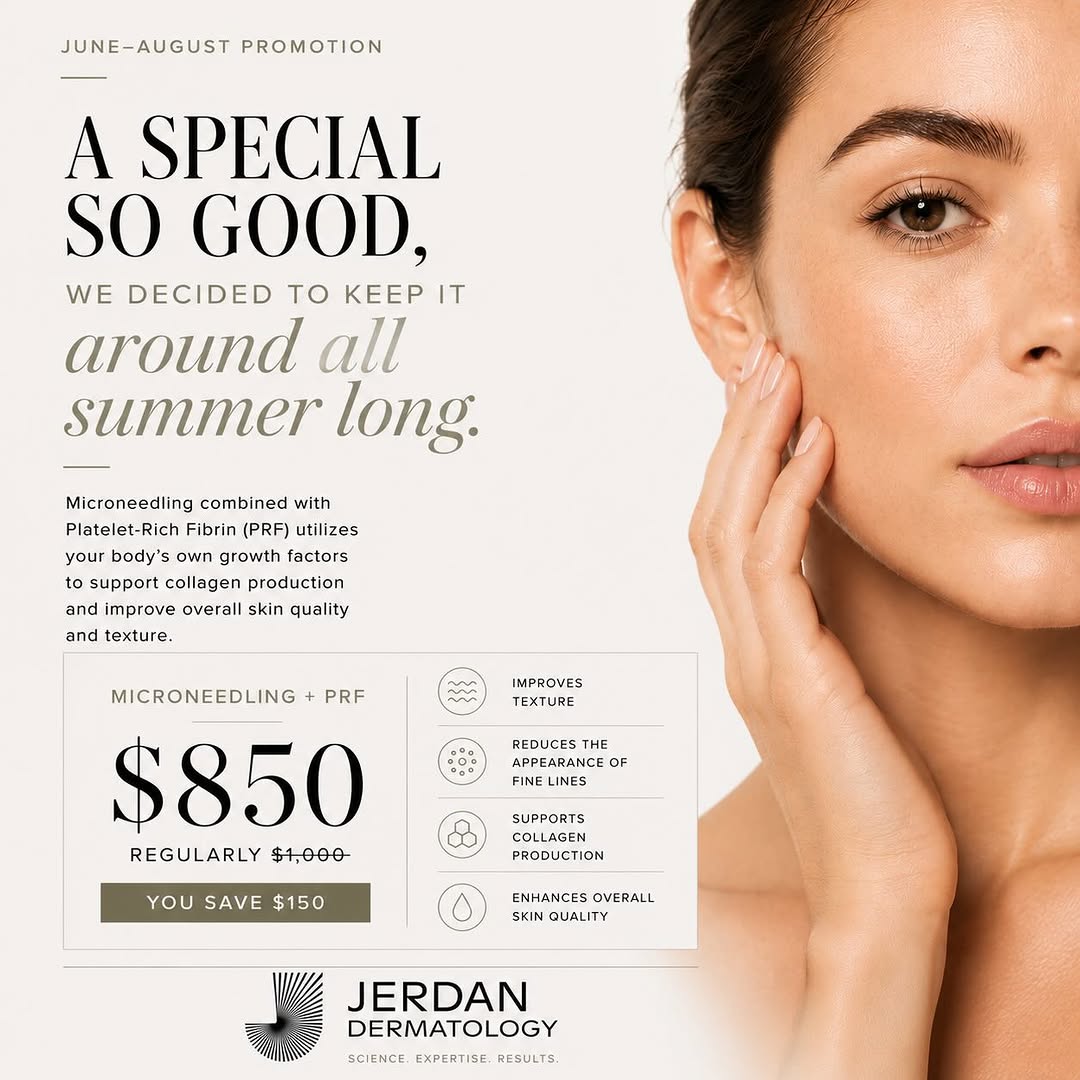 Instagram post by Dr. Myles S. Jerdan: Happy Summer!!⛱️☀️🍉🌷 Back by popular demand: Microneedling + PRF promotion received such a positive response that we’ve decided to extend …