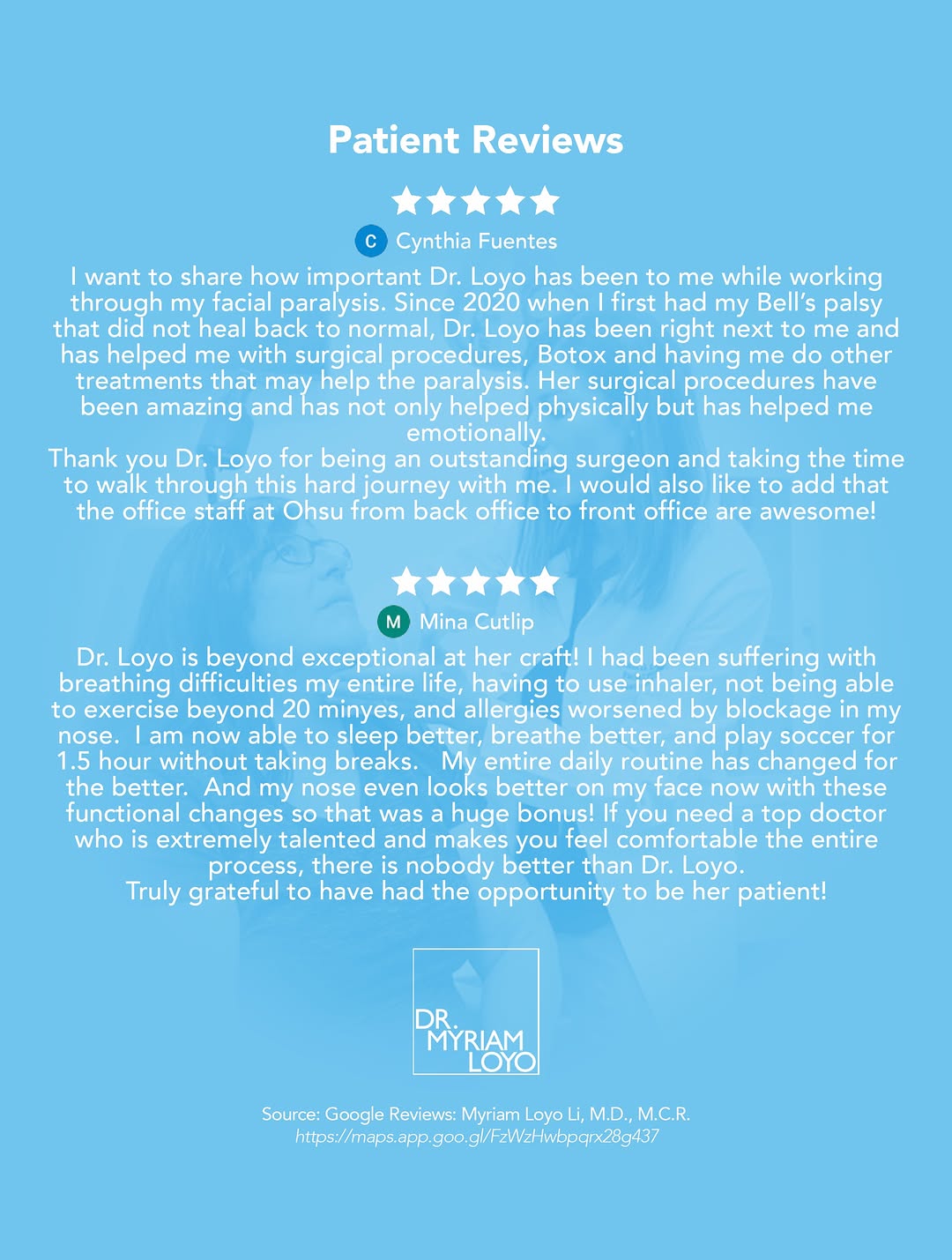 Instagram post by Dr. Myriam Loyo: 👩🏻‍⚕️ Patient Reviews. Every surgery I perform is more than just a procedure—it’s a privilege to be part of my patients’ journeys. Every r…