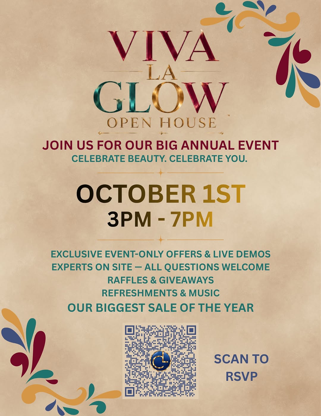 Instagram post by Dr. Narin (Joe) Apisarnthanarax: ✨ VIVA LA GLOW! ✨ Your glow-up has an appointment!💉 Join us for our ANNUAL Viva La Glow Open House on October 1st from 3–7 PM! Come celebra…