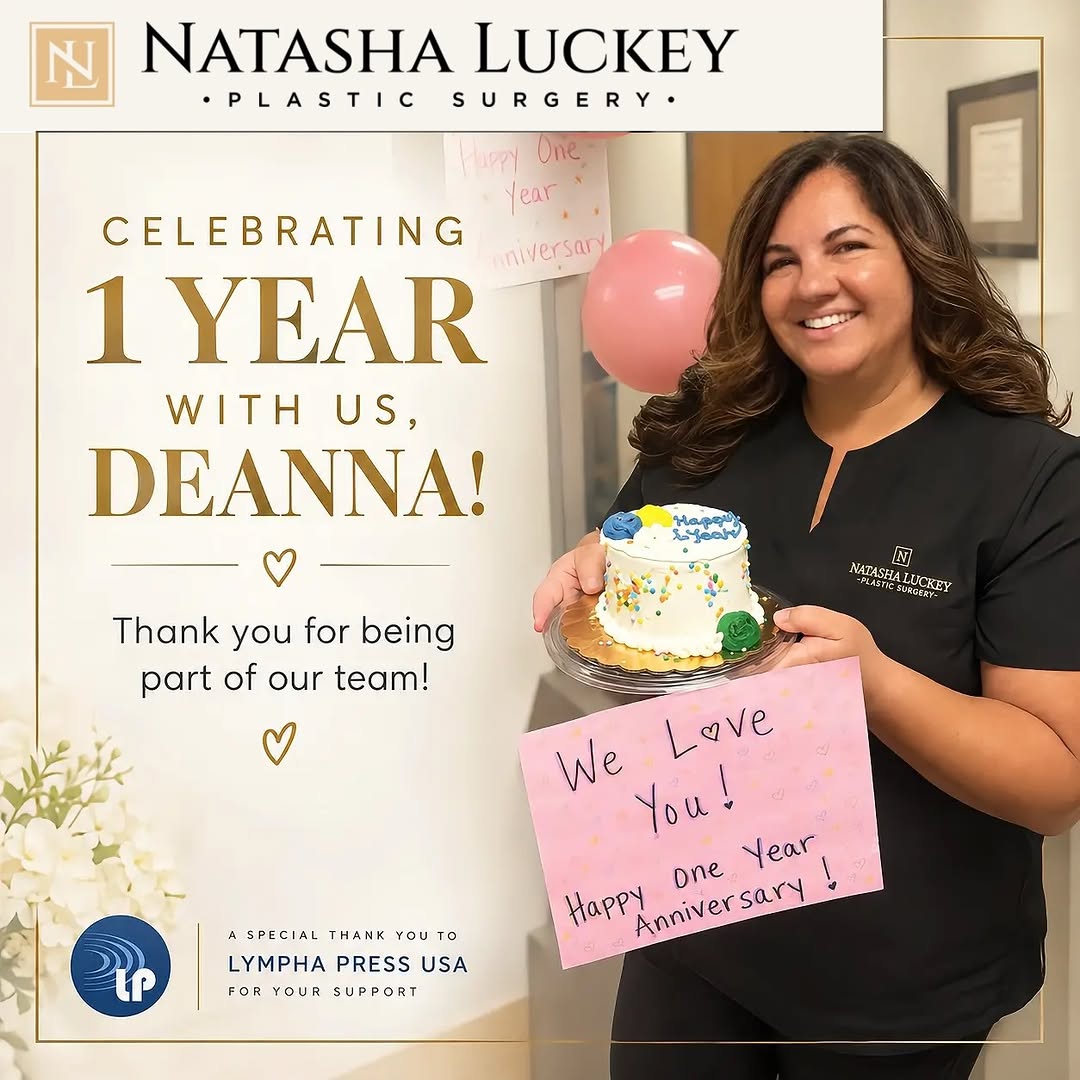 Instagram post by Dr. Natasha Luckey: Celebrating one whole year of Deanna! 🤍 We are so grateful for your hard work postive energy and the amazing person you are! Also so gratef…