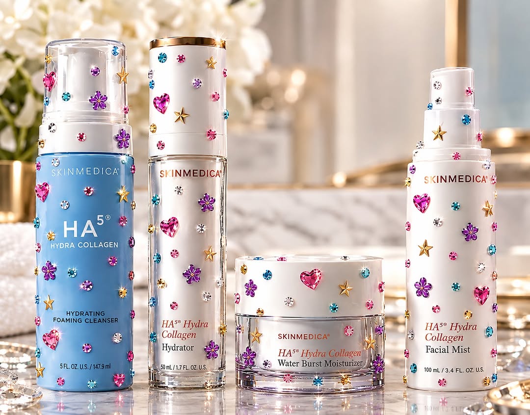 Instagram post by Dr. Navinderdeep S. Nijher: We had to hop on the bedazzle trend! ✨💎 We are obsessed with our SkinMedica Hyaluronic Acid Collection. From the foaming cleanser to the hy…