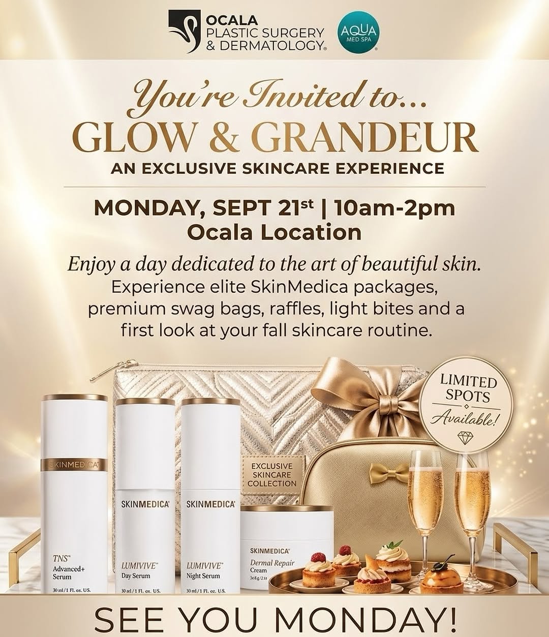 Instagram post by Dr. Navinderdeep S. Nijher: Only a few days away. Let the countdown begin! 👏🏼✨ See you Monday! 😉 #skingoals #skincareroutine #localevents #ocalafl #centralflorida