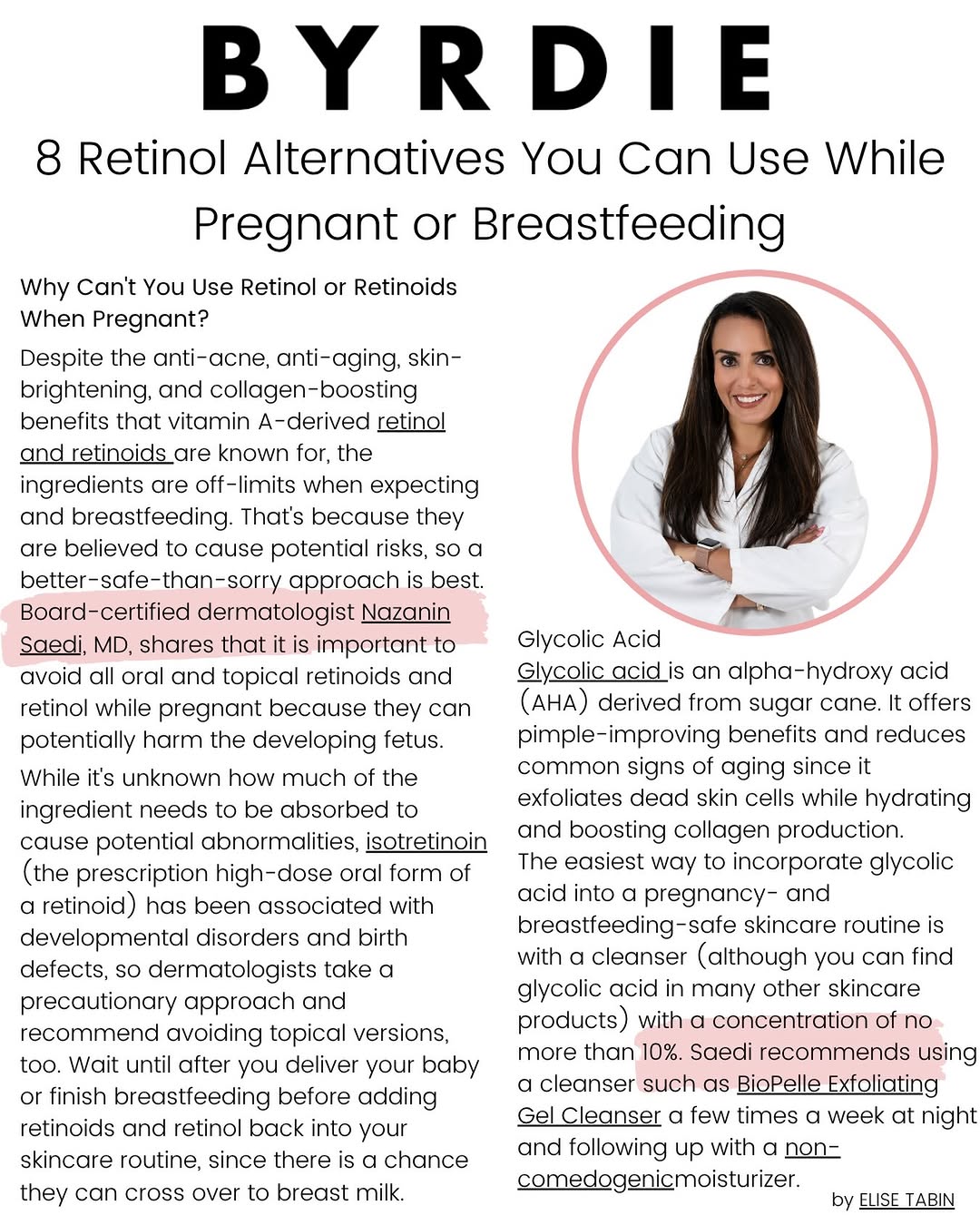 Instagram post by Dr. Nazanin Saedi: You don’t have to give up on healthy, glowing skin while you’re pregnant. 🤍 Here are some pregnancy-friendly skincare ingredients that can …