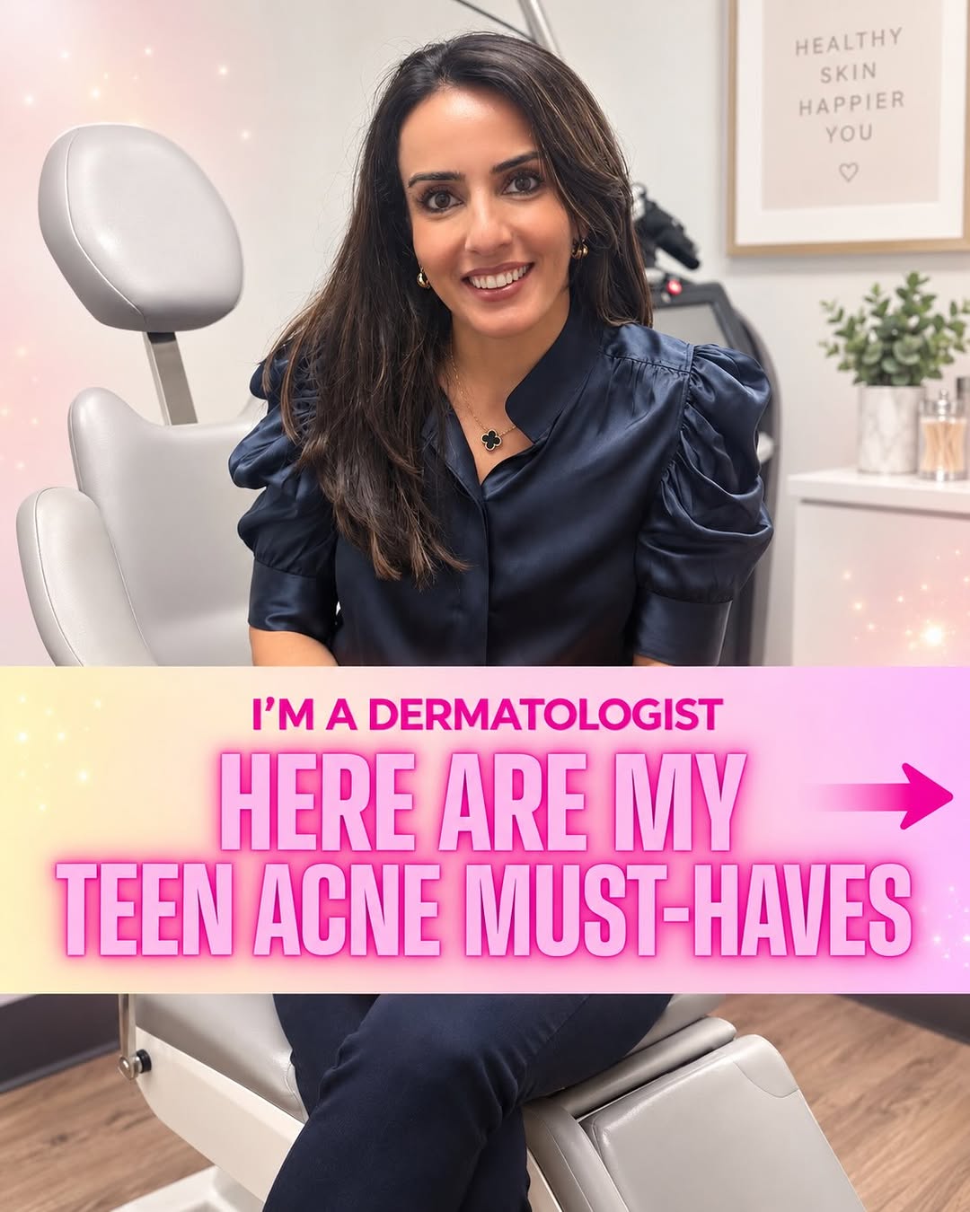 Instagram post by Dr. Nazanin Saedi: Here’s everything I’d buy for my teen with acne... and what I’d skip. 👇 For most teens, I’d start with a gentle cleanser, lightweight moist…