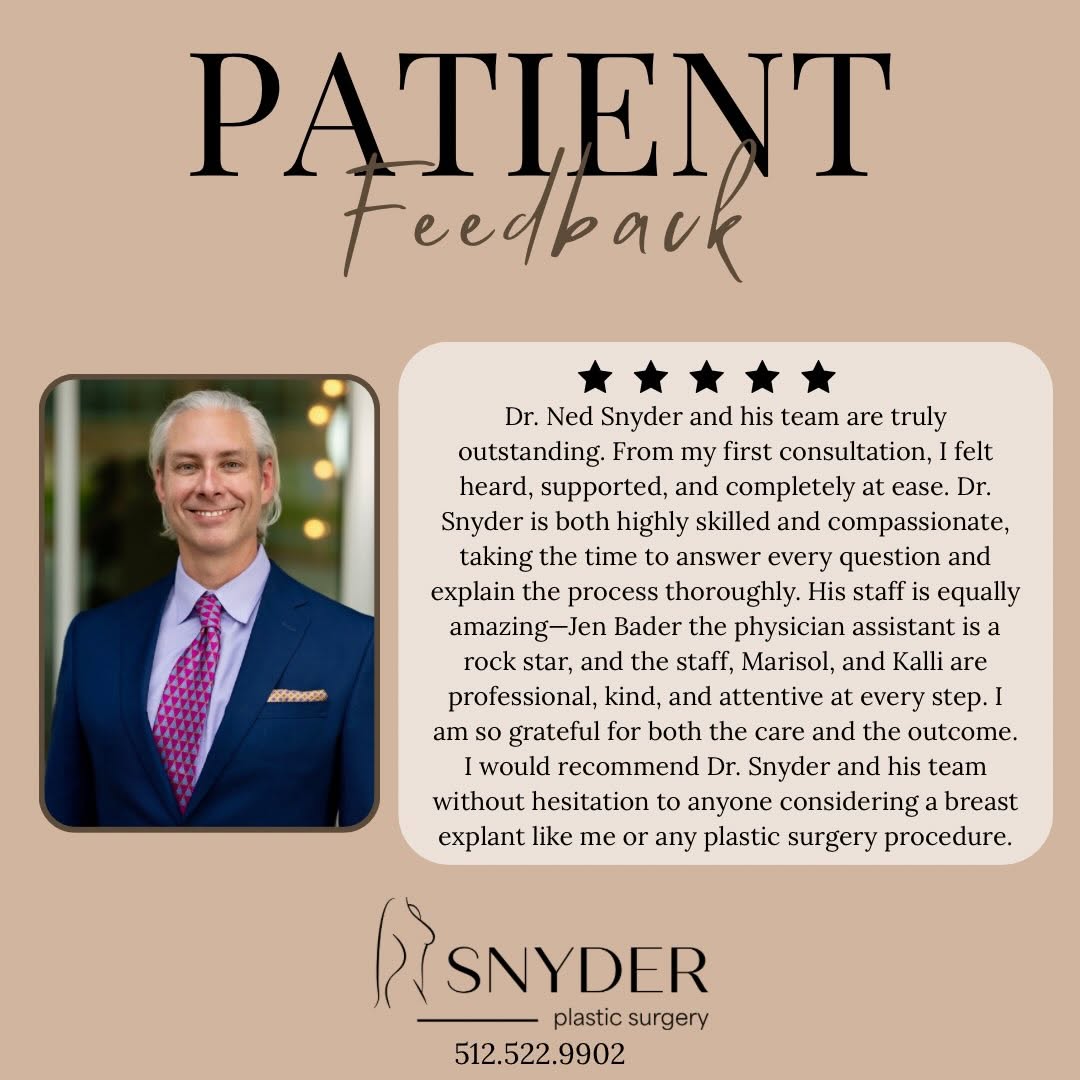 Instagram post by Dr. Ned Snyder, IV: ⭐ Patient Feedback ⭐ Nothing means more to us than hearing that our patients felt cared for every step of the way. 💙 From the very first co…