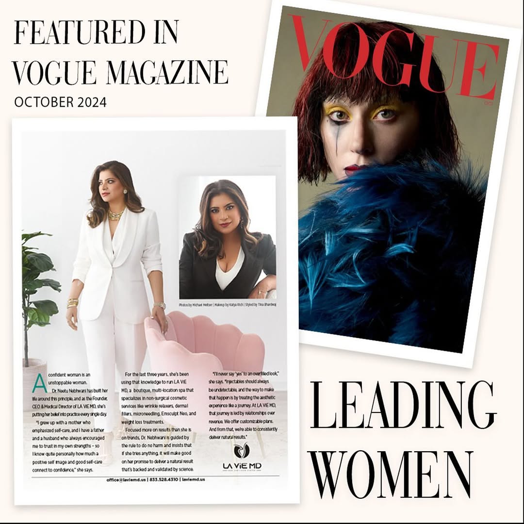 Instagram post by Dr. Neetu Nebhwani: From India to the sunny shores of California, my dream of making people feel confident and beautiful has come full circle. Being featured in…