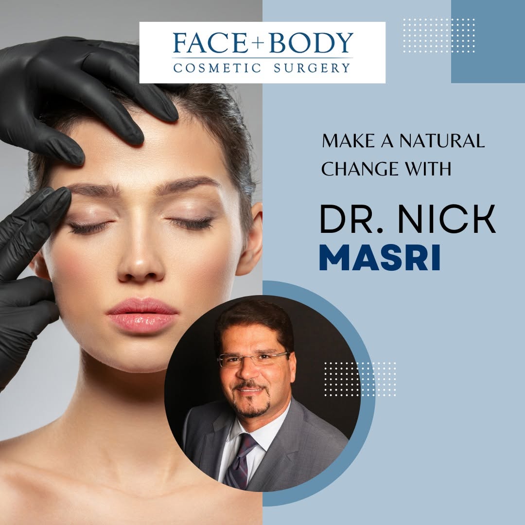 Instagram post by Dr. Nick Masri: As a board-certified and trusted plastic surgeon, Dr. Masri combines skill and compassion to help you achieve the desired look. What Sets Dr…