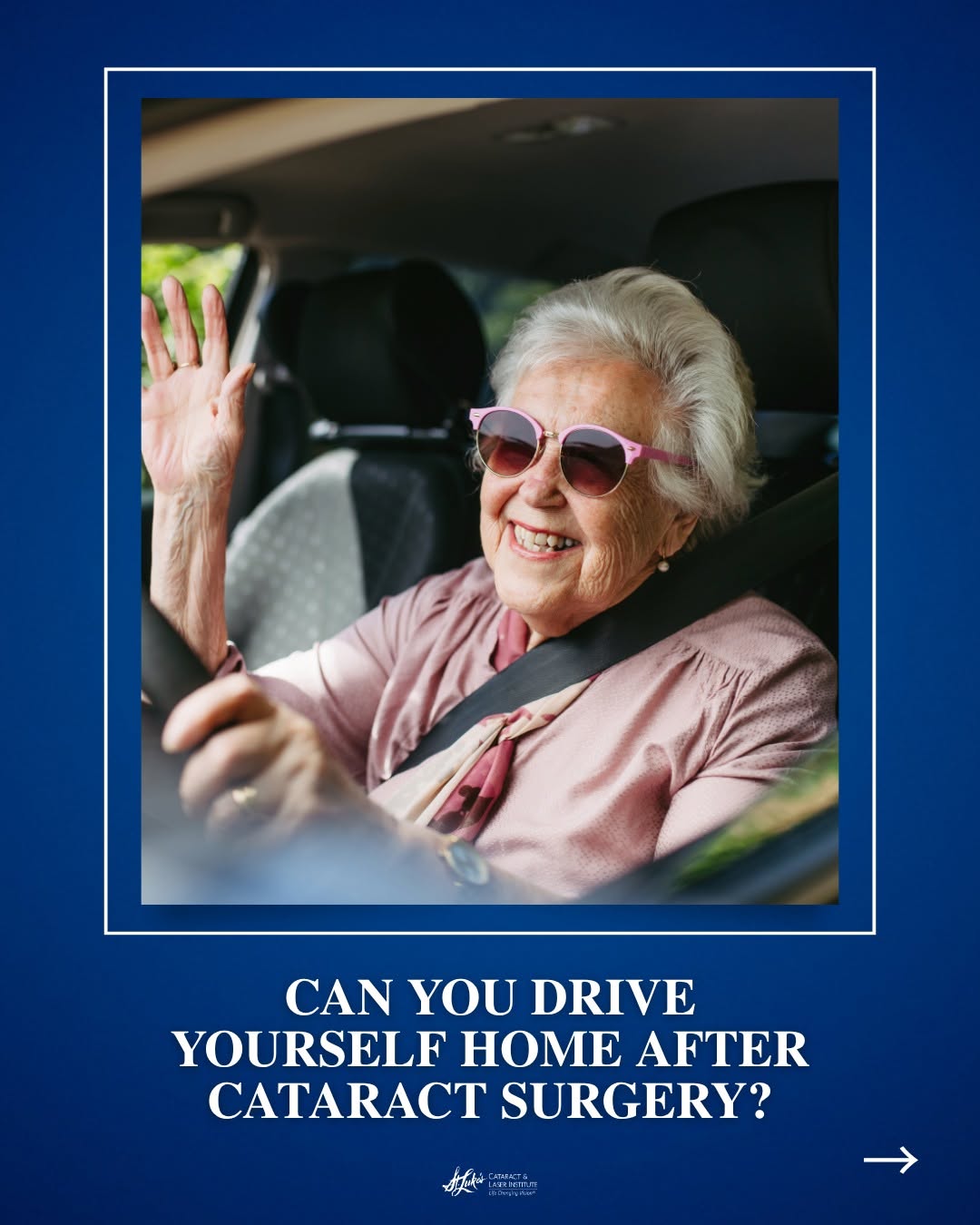 Instagram post by Dr. Nicolas Villanustre: Planning for cataract surgery? Don’t forget to plan your ride home, too. 👁️🚙 After your procedure, temporary blurry vision, light sensitiv…