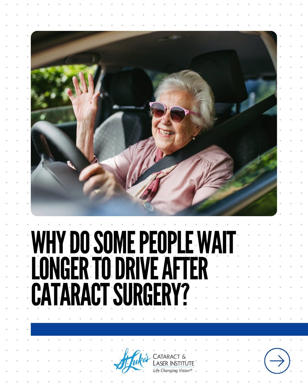 Instagram post by Dr. Nicolas Villanustre: Getting back behind the wheel after cataract surgery looks different for everyone. 👁️🚗 While some patients feel ready to drive relatively …