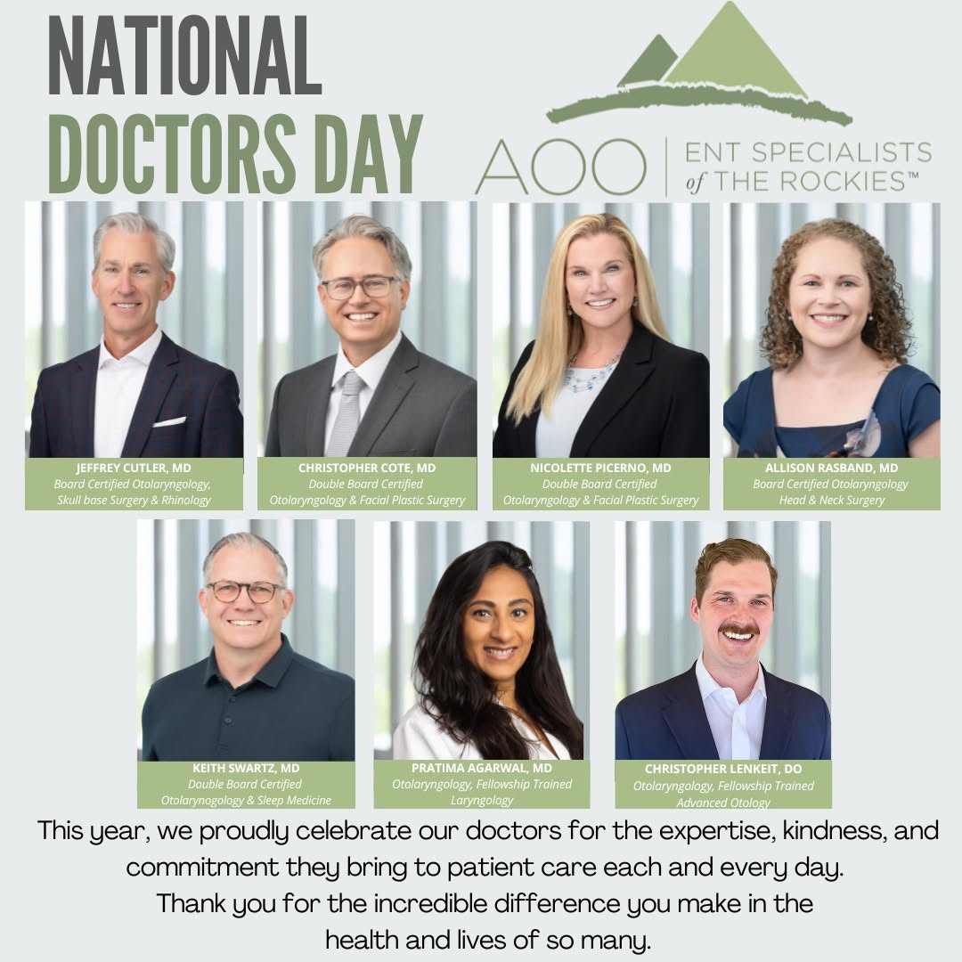 Instagram post by Dr. Nicolette Picerno: Happy National Doctors’ Day! 🩺 Today we’re celebrating the outstanding surgeons at AOO | ENT Specialists of the Rockies for the skill, comp…