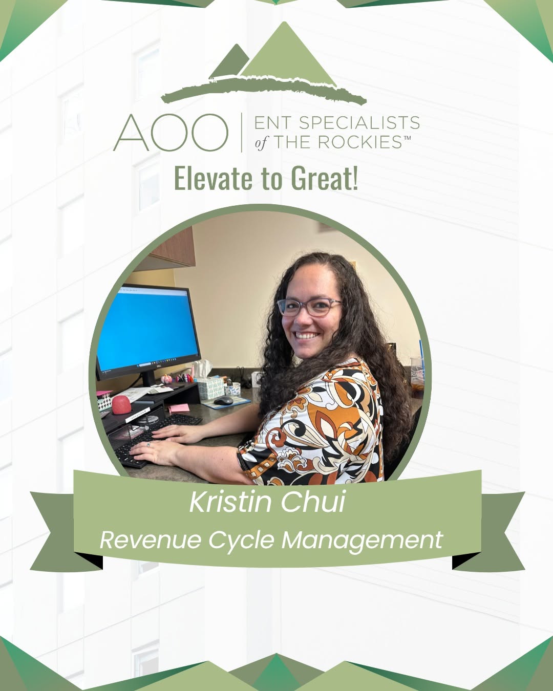 Instagram post by Dr. Nicolette Picerno: At AOO, great patient care comes from every part of the team. Kristin received a heartfelt message from a patient she helped during a stress…