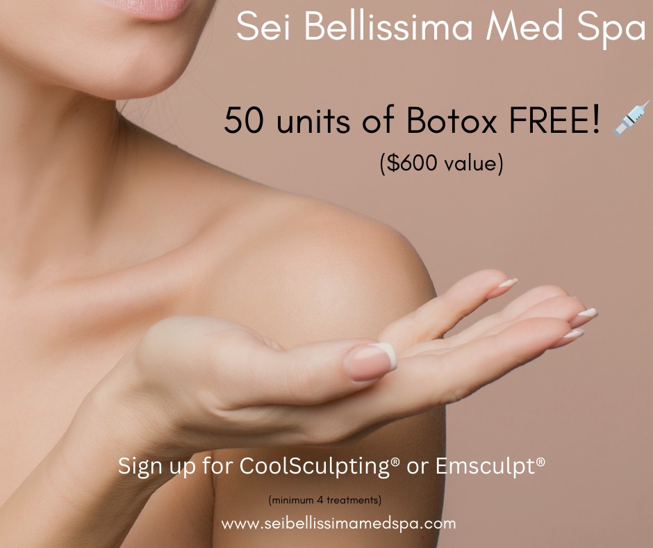Instagram post by Dr. Nitin Bawa: 🔥 Sculpt & Smooth! 🔥 Freeze away stubborn fat with CoolSculpting® or tone & define with Emsculpt®—plus, get 50 units of Botox FREE! 💉 ($6…