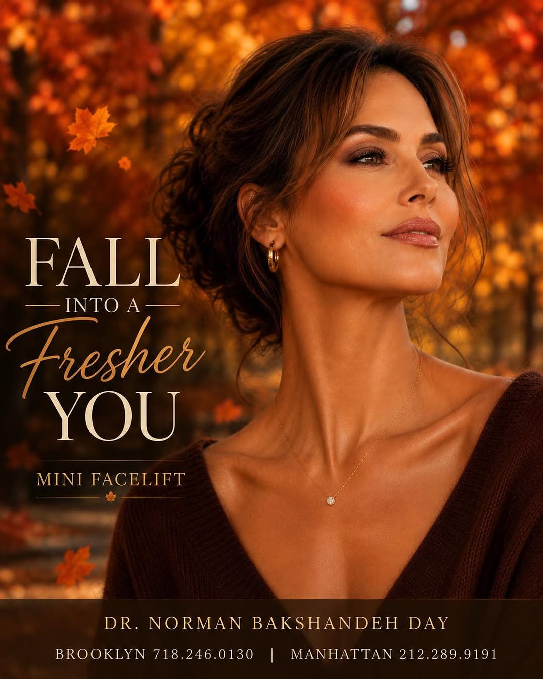 Instagram post by Dr. Norman Bakshandeh Day: Ready for a subtle refresh this fall? Schedule a consultation with Dr. Norman Bakshandeh Day to see if a Mini Facelift is right for you. Bro…