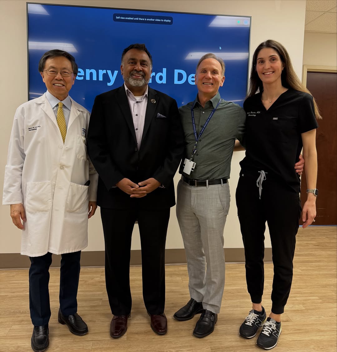 Instagram post by Dr. Omar Ibrahimi: In Detroit for less than 24 hours but worth it. Honored to be the invited Grand Rounds speaker at Henry Ford Dermatology. Thank you to Chair…