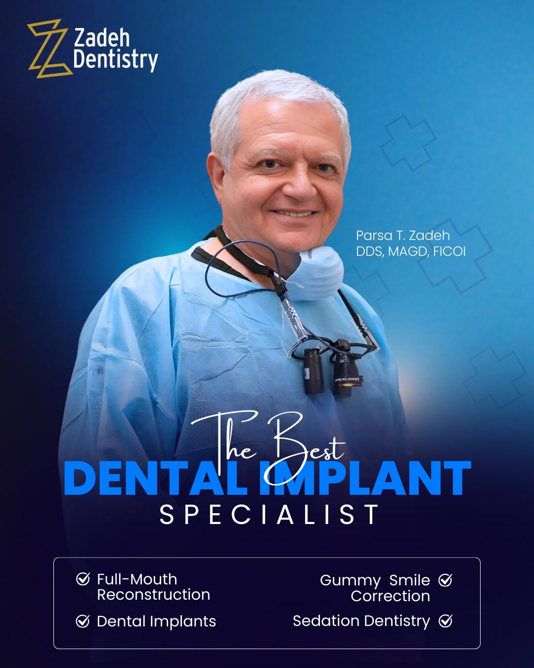 Instagram post by Dr. Parsa T. Zadeh: The Best Implant Specialist When it comes to your health, experience matters. With over 35 years dedicated to implant dentistry, Dr. Zadeh i…