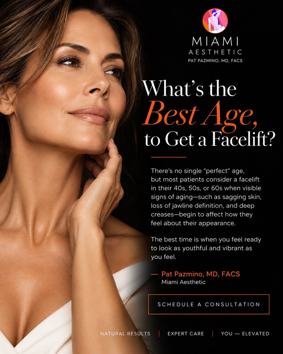 Instagram post by Dr. Pat Pazmino: ✨ A refreshed, natural-looking you. ✨ A facelift can help restore definition, address visible signs of aging, and create a more youthful, ba…