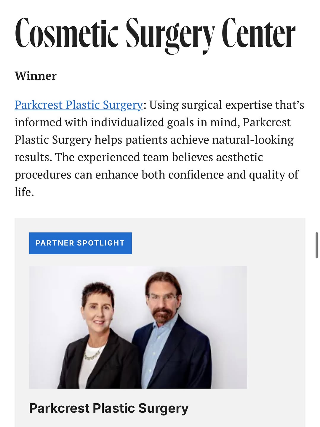 Instagram post by Dr. Patricia A. McGuire: Thank you so much to all of our wonderful patients, friends, and community members who voted for us—and to @stlouismag for another A-List wi…