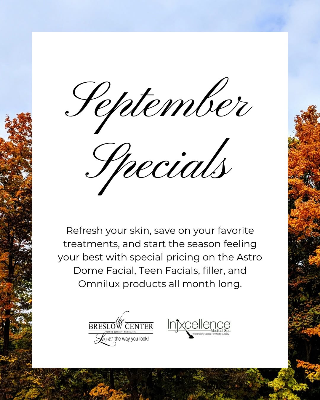 Instagram post by Dr. Patrick Joseph Greaney Jr: September specials have arrived ✨ This month, enjoy special pricing on some of our favorite treatments and products, including the Astro Dom…