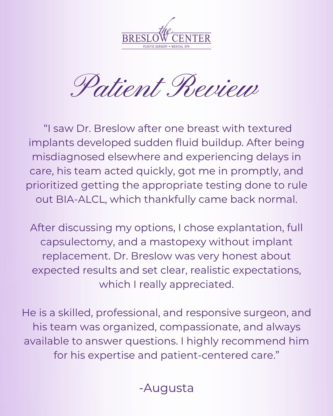 Instagram post by Dr. Patrick Joseph Greaney Jr: Patient care is about more than a procedure, it’s about trust, support, and feeling confident every step of the way. 🤍 Thank you for sharin…