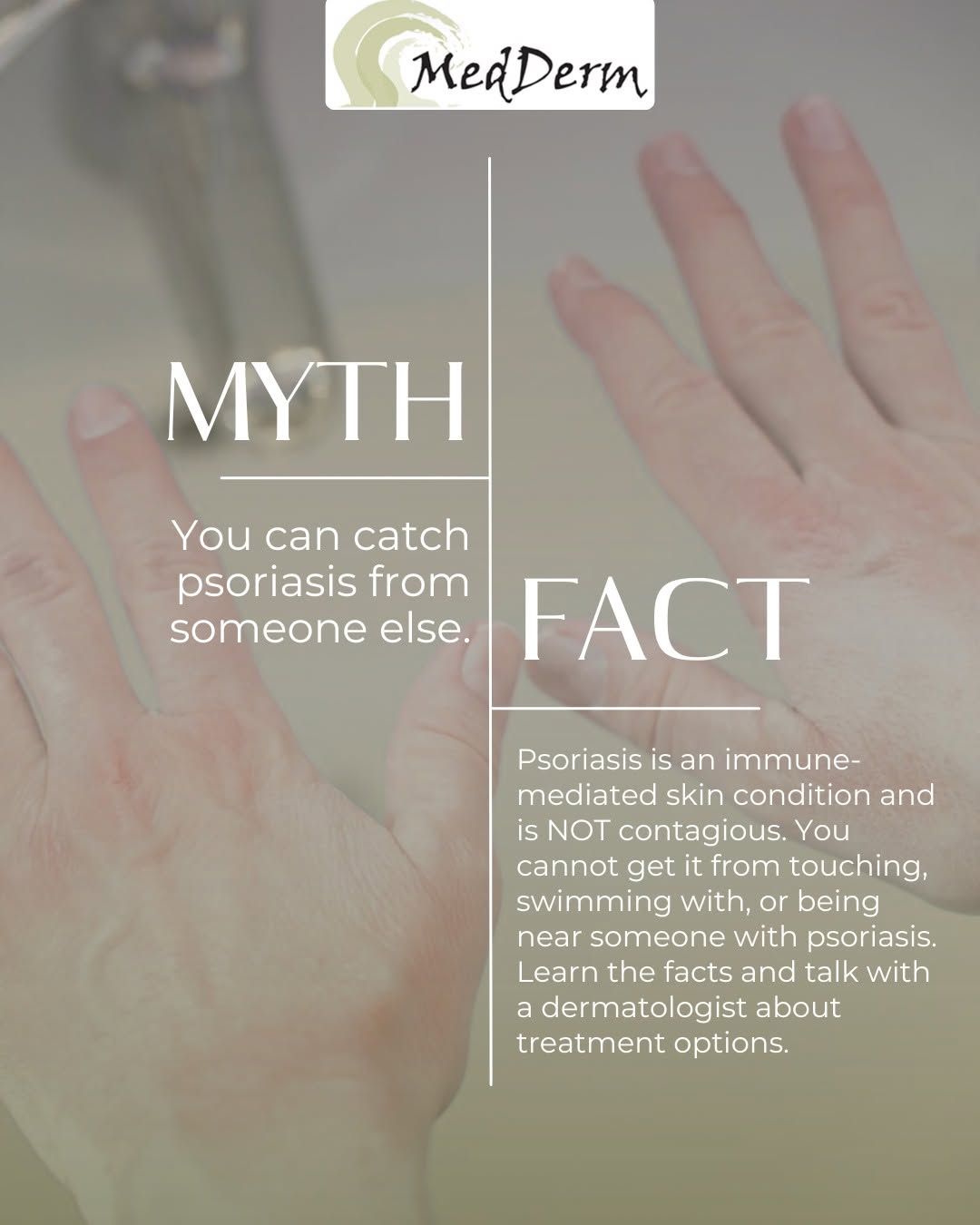 Instagram post by Dr. Patrick W. Blake: MYTH: You can catch psoriasis from someone else.