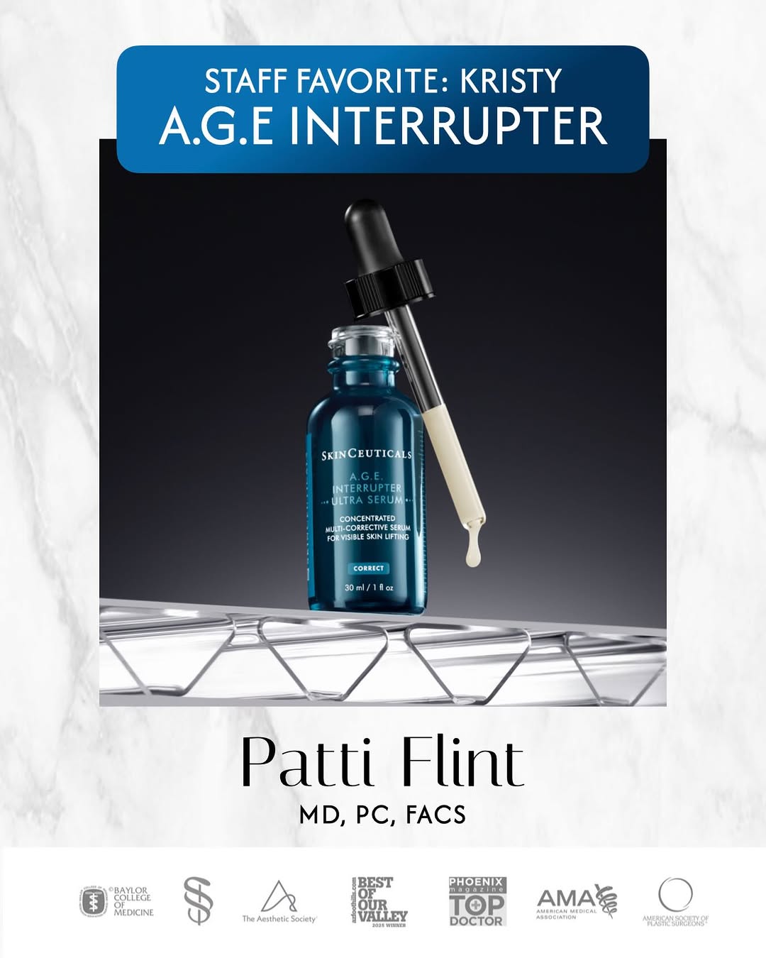 Instagram post by Dr. Patti A. Flint: When our team loves a product, you know it’s the real deal. ✨ This month’s Staff Favorite comes from Kristy, and she is completely team Skin…