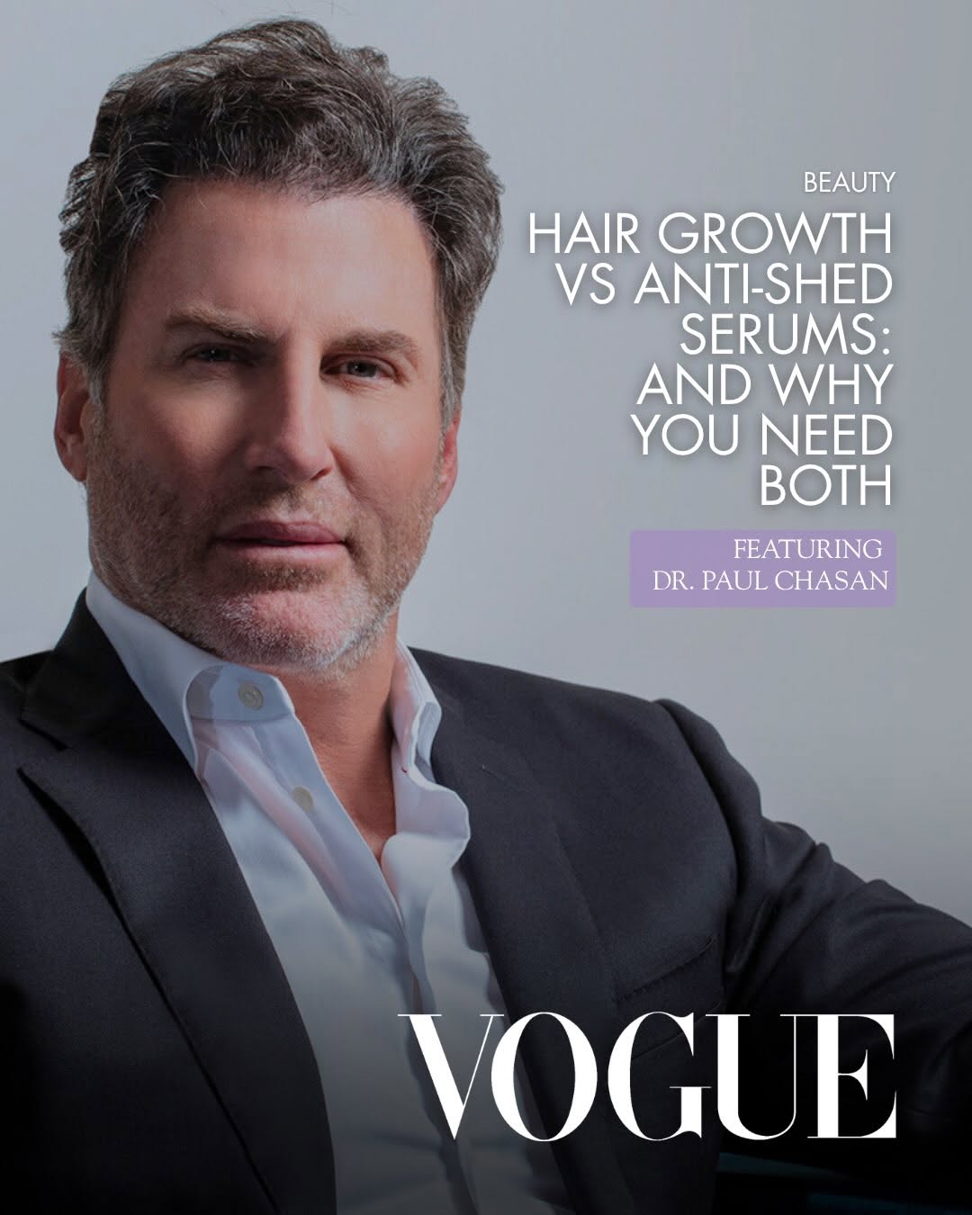 Instagram post by Dr. Paul E. Chasan: Dr. Chasan was recently featured in Vogue for his expertise on hair growth and hair restoration. Read the full feature to see his insights! …