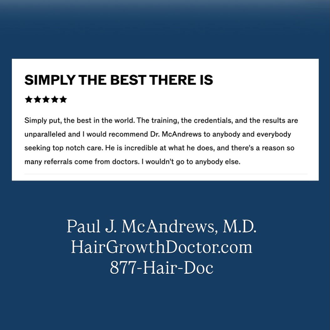 Instagram post by Dr. Paul J. McAndrews: Dr Paul McAndrews is recognized globally as the hair transplant expert by his physician peers, the medical community, and celebrity clientel…