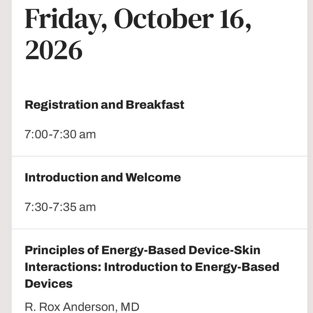 Instagram post by Dr. Paul M. Friedman: Take a look at the October 16, 2026 program for our Harvard CME course, Laser and Aesthetic Skin Therapy: What’s the Truth? This day focuses…