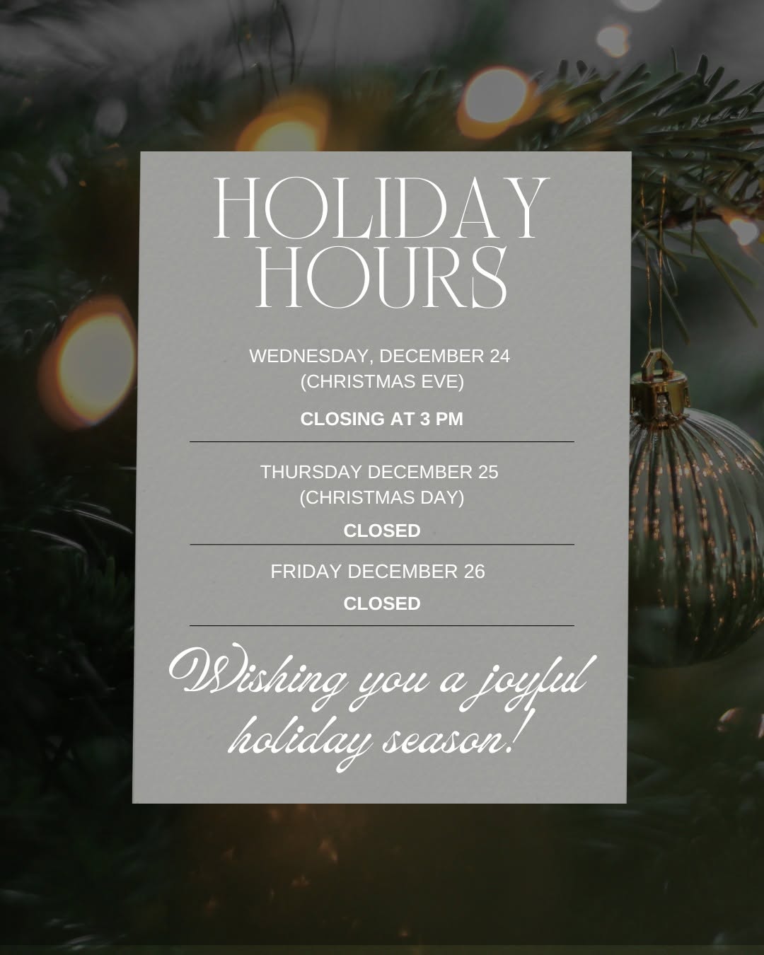 Instagram post by Dr. Paul Sabini: Office Closures Due to Holidays 🎄 Wishing you a very Merry Christmas!