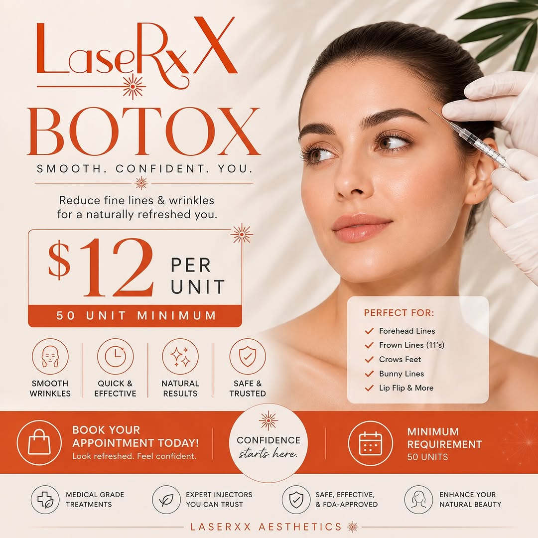 Instagram post by Dr. Peiman Berdjis: SMOOTH. CONFIDENT. YOU. ✨ Ready for a refreshed, natural-looking appearance? 💉✨ At LaserXX Aesthetics, Botox can help soften the appearance…