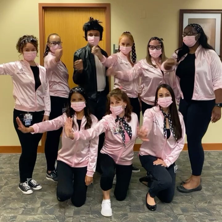 Instagram post by Dr. Peter Hyans: #Repost @plasticsurgerysmg with @get_repost ・・・ Grease is the word. Check out Dr. Momeni, Dr. Hyans and staff dressed up for Halloween this …