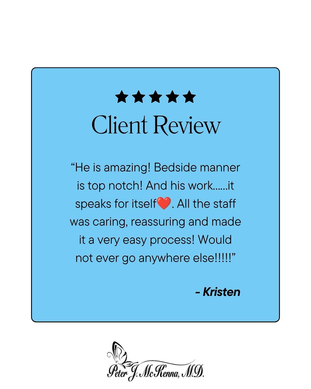 Instagram post by Dr. Peter McKenna: We really appreciate reading your reviews ❤️