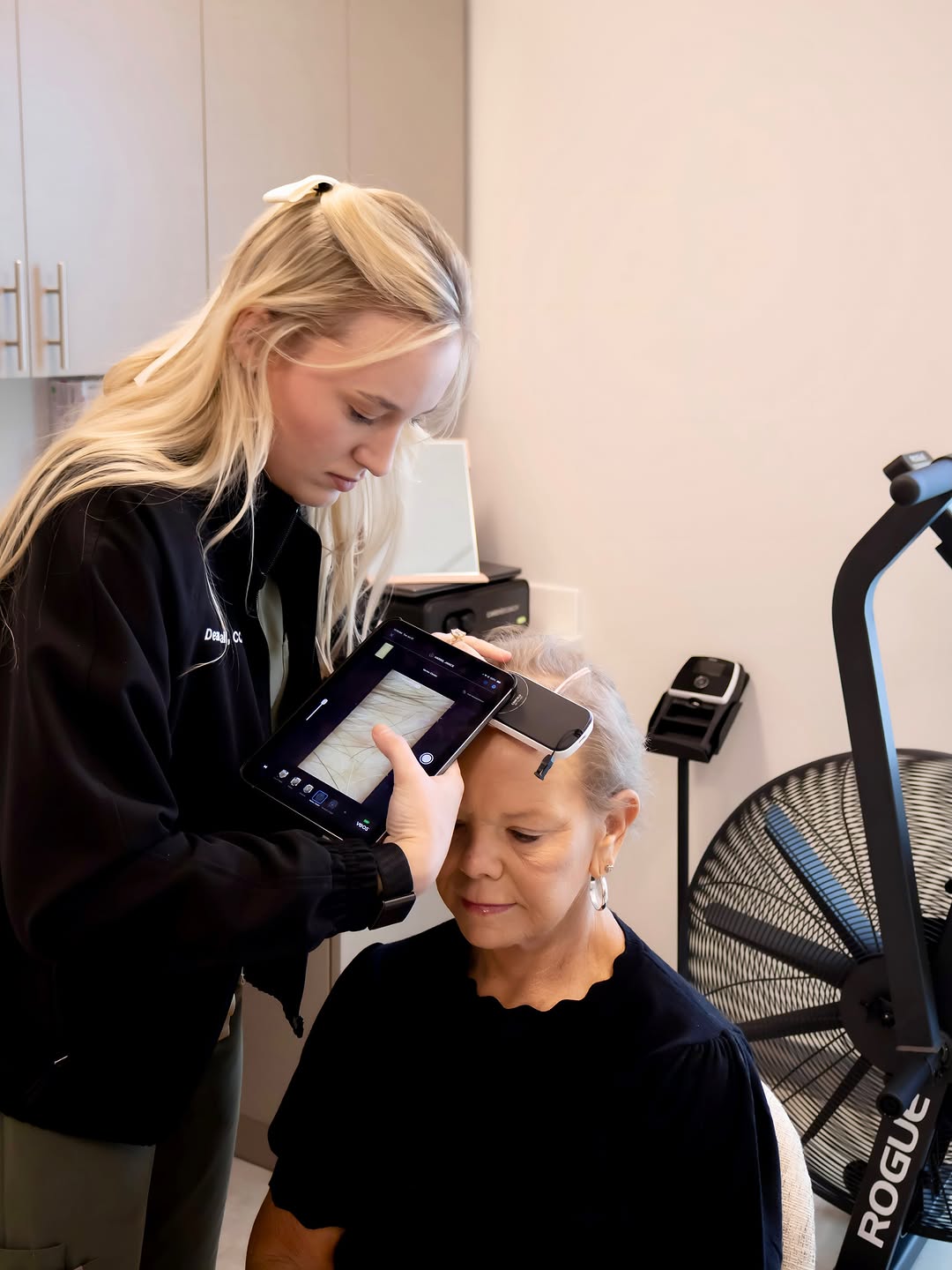 Instagram post by Dr. Peter N. Butler: Wondering what’s really going on with your hair and scalp? 👀 Our HairMetrix analysis gives us an up-close look at your scalp and hair to ev…