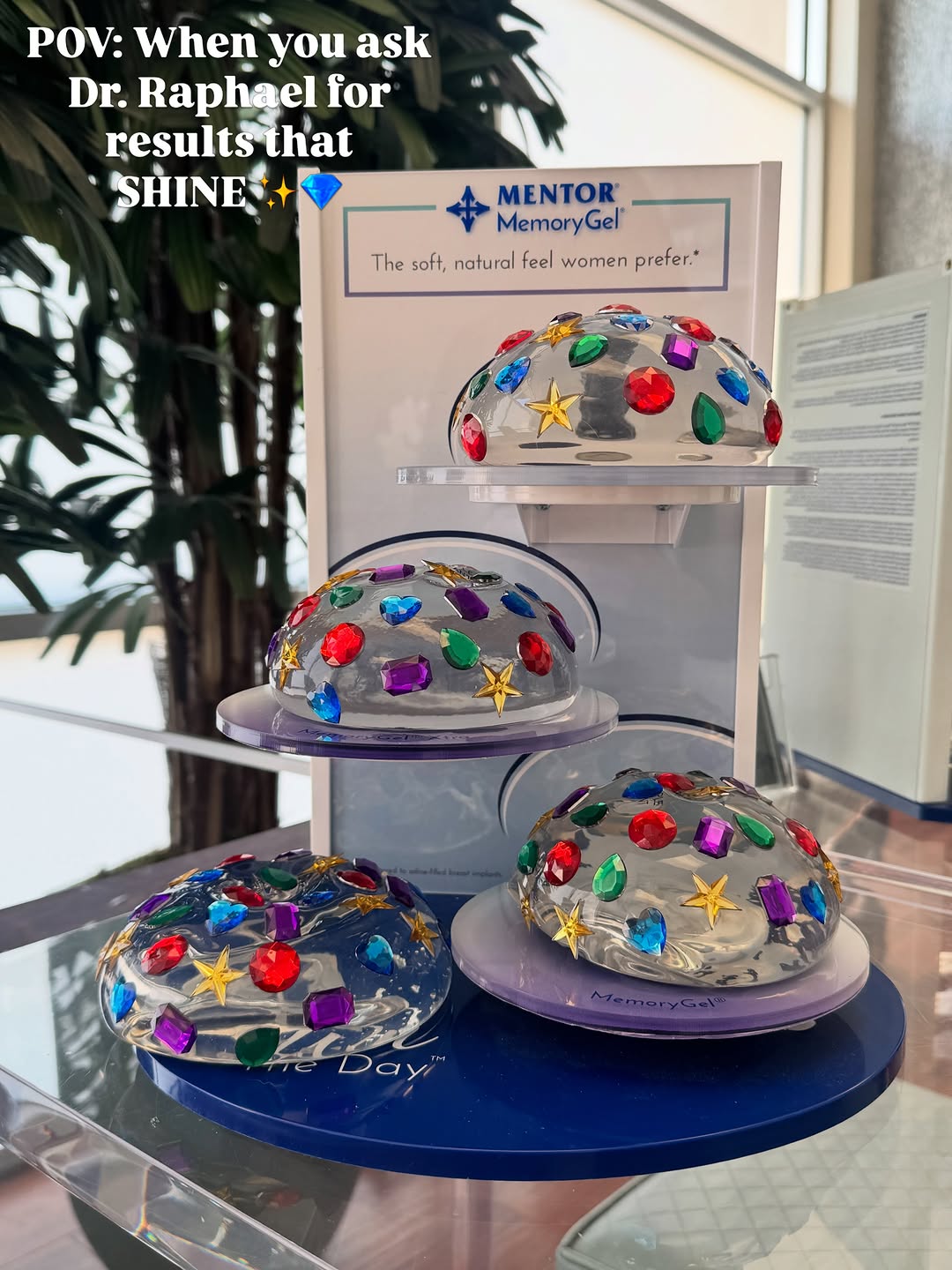 Instagram post by Dr. Peter Raphael: A little sparkle, a lot of customization. 💎✨ Breast implants are never one-size-fits-all. Size, profile and projection are carefully select…