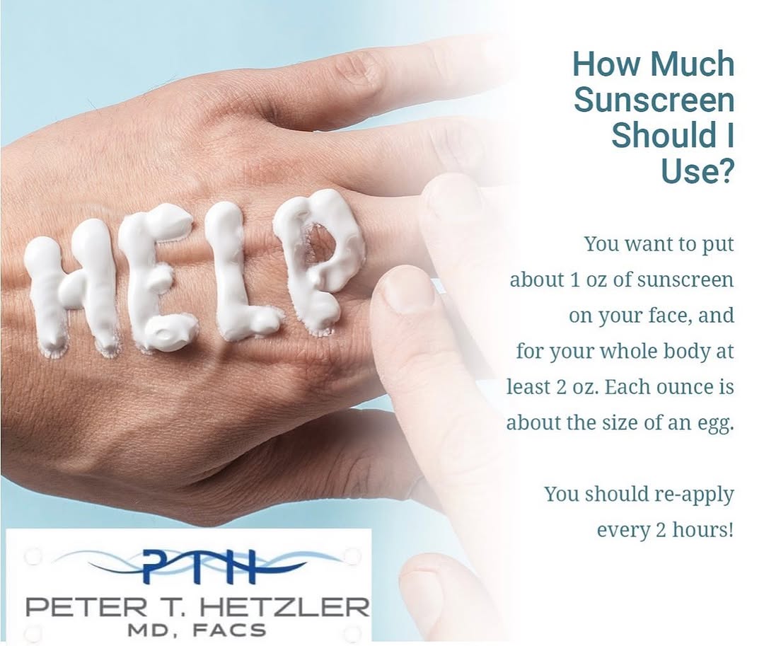 Instagram post by Dr. Peter T. Hetzler: ☀️☀️☀️ re apply re apply re apply ☀️☀️☀️ . . . #protectyourskin #lookyounger #boardcertifiedplasticsurgeon #monmouthcountynj #littlesilvernj…