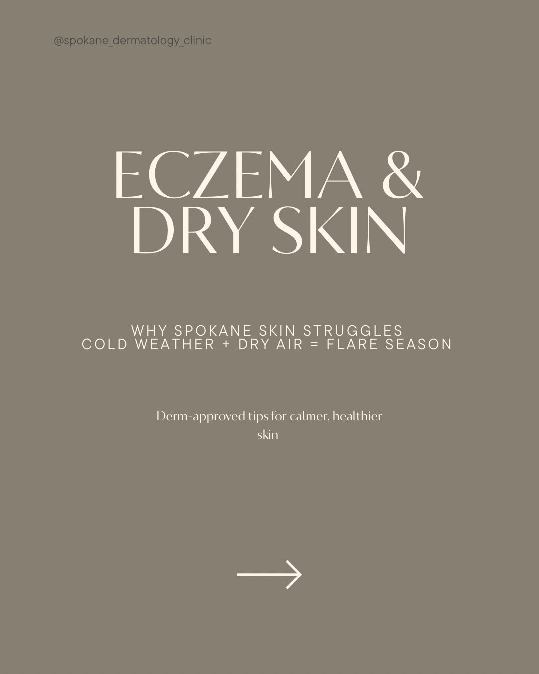Instagram post by Dr. Phil Werschler: Spokane winters can be tough on your skin ❄️ Cold temperatures and dry air weaken the skin barrier, making eczema and atopic dermatitis more…
