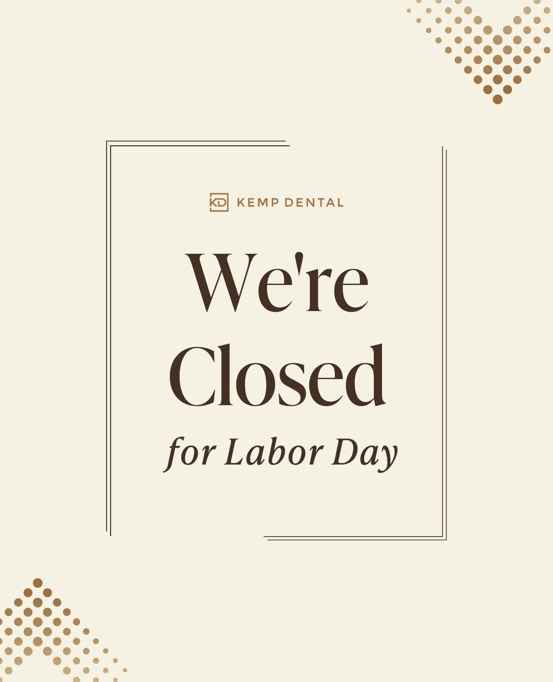 Instagram post by Dr. Phillip Kemp, DDS: 🇺🇸 Happy Labor Day from Kemp Dental! 🇺🇸 Our office will be closed Monday, September 7th as we take a day to celebrate and enjoy the holi…